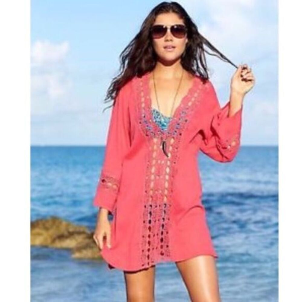 La Blanca pointelle cotton pink tunic, coverup size M‎ - Picture 2 of 16